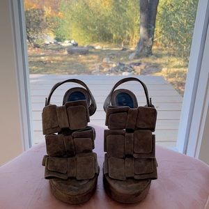 Marni brown suede bow shoes